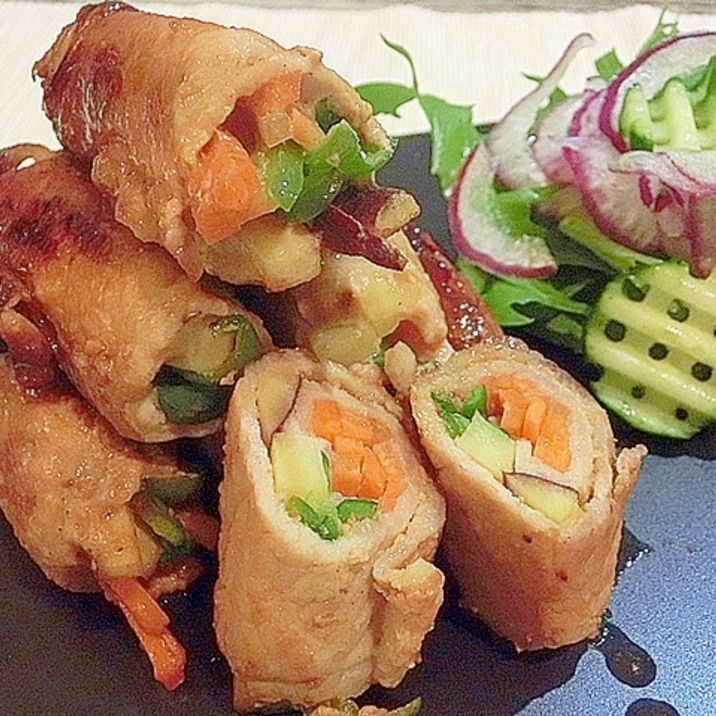 お弁当にも☆ お野菜の肉巻き 鯛みそで♪